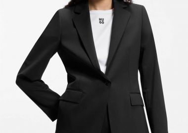 Hugo Boss γυναικείο σακάκι μονόχρωμο με τσέπες 