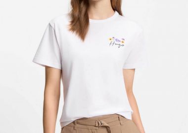 Hugo Boss γυναικείο T-shirt βαμβακερό μονόχρωμο με λογότυπο 