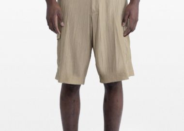 I'M BRIAN Ανδρικό Χακί Bermuda Shorts with Pockets and Wrinkled Effect - I'M BRIAN - 