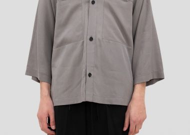 I'M BRIAN Ανδρικό Γκρι Shirt with Wide Elbow-Length Sleeves - I'M BRIAN - 