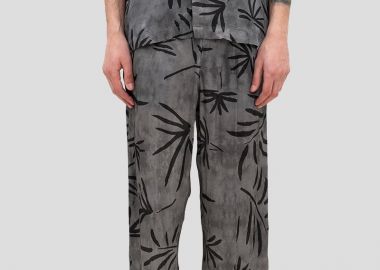 I'M BRIAN Ανδρικό Γκρι Trousers With Elastic Waistband And Palm Print - I'M BRIAN - 