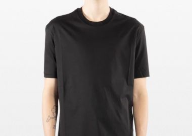 I'M BRIAN Ανδρικό Μαύρο Mercerized Cotton Crew Neck T-Shirt - I'M BRIAN - 