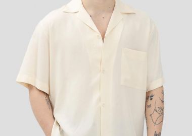 I'M BRIAN Ανδρικό Μπεζ Ivory Short Sleeve Shirt - I'M BRIAN - 