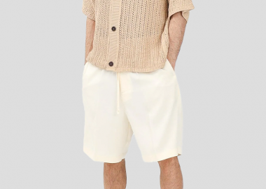 I'M BRIAN Ανδρικό Μπεζ Men's Cream Shorts - I'M BRIAN - 