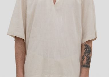 I'M BRIAN Ανδρικό Μπεζ Men's Short Sleeve Shirt - I'M BRIAN - 