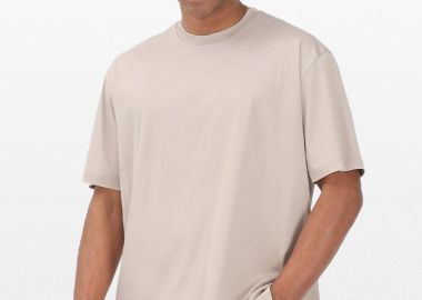 I'M BRIAN Ανδρικό Μπεζ Mercerized Cotton Crew Neck T-Shirt - I'M BRIAN - 