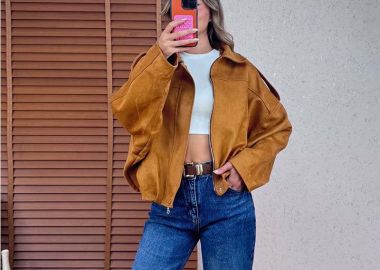 ICOS γυναικείο καστόρ bomber μπουφάν ταμπα - SOU - 