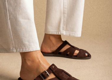 Ideal shoes Fisherman Mules - 9783 - Καφέ Σουέτ - Ideal shoes - 