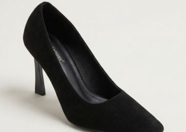 Ideal shoes Γόβες με τετράγωνη μύτη και λεπτό τακούνι - 1749 - Μαύρο Σουέτ - Ideal shoes - 