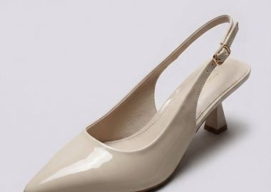 Ideal shoes Γόβες Slingback - 5552 - Beige Patent - Ideal shoes - 