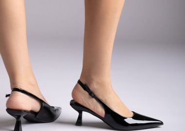 Ideal shoes Γόβες Slingback - 5552 - Black Patent - Ideal shoes - 