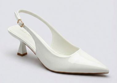 Ideal shoes Γόβες Slingback - 5552 - White Patent - Ideal shoes - 