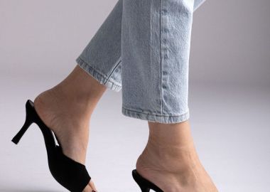 Ideal shoes Στιλέτο Mules - 9756 - Μαύρο Σουέτ - Ideal shoes - 