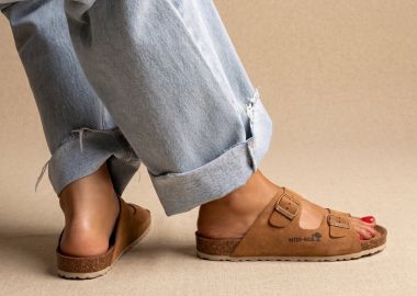 Inter - Bios Sandals Wide Strap Buckle - 7600 - Tan Suede - Inter - Bios - 