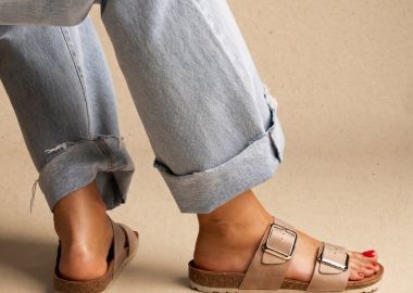Inter - Bios Sandals Wide Strap Statement Buckle - 7232 - Μπεζ - Inter - Bios - 