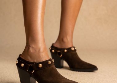 IRIS Clogs με Τετράγωνο Τακούνι - TATY 106 - Καφέ Σουέτ - IRIS - 