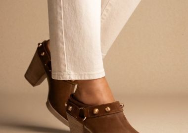 IRIS Clogs με Τετράγωνο Τακούνι - TATY 106 - Taupe Σουέτ - IRIS - 