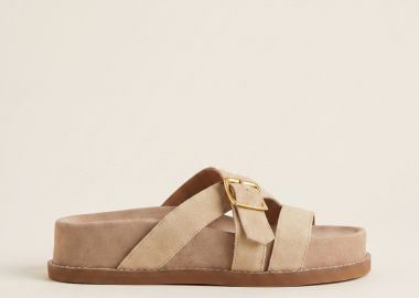 IRIS Flatform Σανδάλια με Αγκράφα - RYNA - Beige Suede - IRIS - 