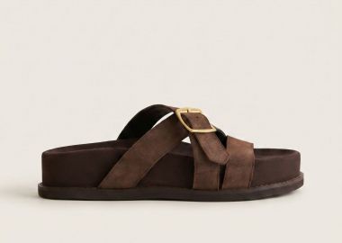 IRIS Flatform Σανδάλια με Αγκράφα - RYNA - Καφέ Σουέτ - IRIS - 