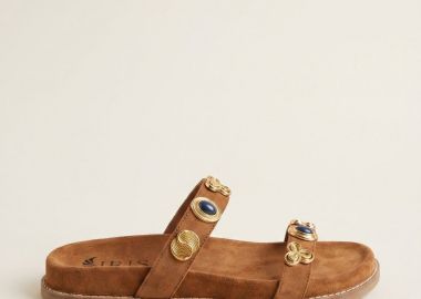 IRIS Flatform Σανδάλια με Πέτρινες Λεπτομέρειες - TRIPLE SAND - Tan Suede - IRIS - 