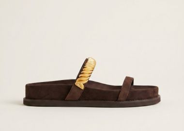 IRIS Σανδάλια Flatform με λεπτομέρεια αλυσίδας - WAVE-6671 - Καφέ Σουέτ - IRIS - 