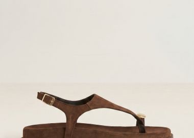 IRIS Σανδάλια με Toe Ring και Λουράκι με Αγκράφα - OLI SAND - Καφέ Σουέτ - IRIS - 