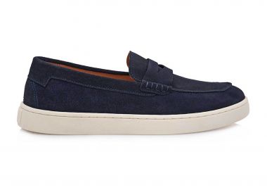 Isaac Roma ανδρικά δερμάτινα loafers μονόχρωμα - W570080111I7 Μπλε Navy - ISAAC ROMA - 