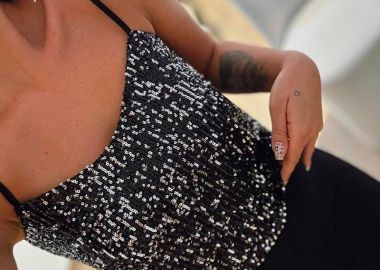 Isis γυναικείο αμάνικο crop top με παγιέτες - SOU - 
