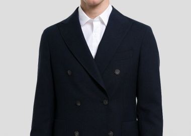 IVERGANO Ανδρικό Μπλε Double Breasted Black Classic Blazer - IVERGANO - 