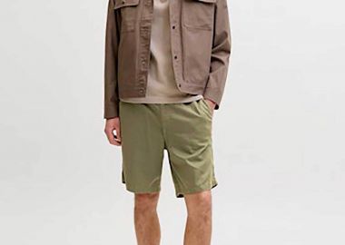 JACK & JONES ανδρική βερμούδα με ελαστική μέση Relaxed Fit - 12292332 Χακί - JACK & JONES - 