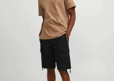 JACK & JONES ανδρική cargo βερμούδα Regular Fit - 12248685 Μαύρο - JACK & JONES - 