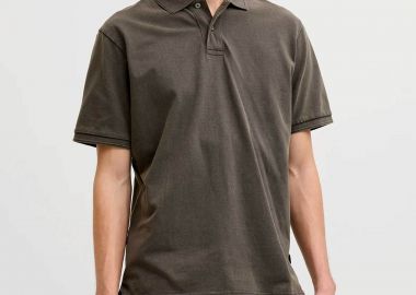 JACK & JONES ανδρική κοντομάνικη μπλούζα πόλο Regular Fit - 12293016 Καφέ Σκούρο - JACK & JONES - 