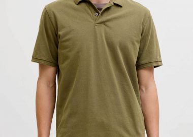 JACK & JONES ανδρική κοντομάνικη μπλούζα πόλο Regular Fit - 12293016 Λαδί - JACK & JONES - 
