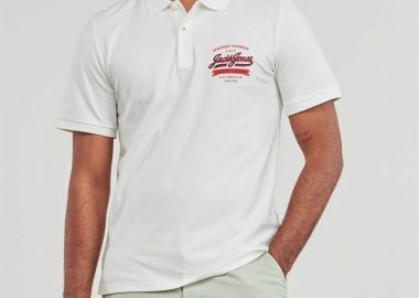 JACK & JONES ανδρική κοντομάνικη πόλο μπλούζα με λογότυπο - 12246692 Λευκό - JACK & JONES - 
