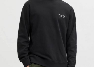 JACK & JONES ανδρική μπλούζα φούτερ με λογότυπο Relaxed Fit - 12287995 Μαύρο - JACK & JONES - 