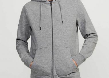 JACK & JONES ανδρική ζακέτα φούτερ με κουκούλα Regular Fit - 12181901 Γκρι - JACK & JONES - 