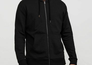 JACK & JONES ανδρική ζακέτα φούτερ με κουκούλα Regular Fit - 12181901 Μαύρο - JACK & JONES - 