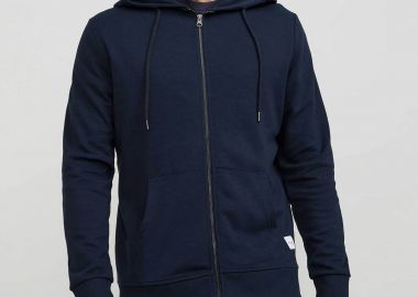 JACK & JONES ανδρική ζακέτα φούτερ με κουκούλα Regular Fit - 12181901 Μπλε Σκούρο - JACK & JONES - 