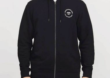 JACK & JONES ανδρική ζακέτα φούτερ μονόχρωμη με κουκούλα Relaxed Fit - 12269366 Μαύρο - JACK & JONES - 