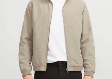 JACK & JONES ανδρικό bomber jacket με ψηλό λαιμό - 12204277 Μπεζ - JACK & JONES - 