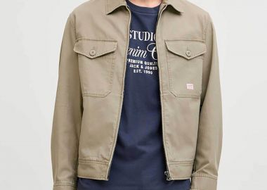 JACK & JONES ανδρικό jacket με γιακά και τσέπες - 12291882 Μπεζ - JACK & JONES - 