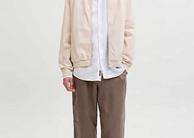 JACK & JONES ανδρικό λινό παντελόνι chino Loose Fit - 12253120 Καφέ - JACK & JONES - 