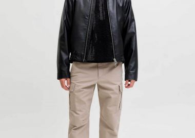 JACK & JONES ανδρικό παντελόνι cargo μονόχρωμο Relaxed Fit - 12258150 Καμηλό - JACK & JONES - 