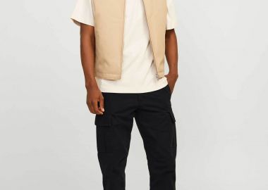 JACK & JONES ανδρικό παντελόνι cargo μονόχρωμο Relaxed Fit - 12258150 Μαύρο - JACK & JONES - 