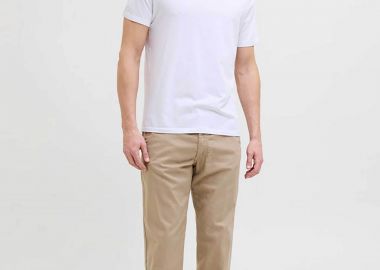 JACK & JONES ανδρικό παντελόνι casual με ελαστική μέση Relaxed Fit - 12274977 Καμηλό - JACK & JONES - 
