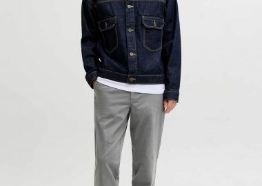 JACK & JONES ανδρικό παντελόνι chino Regular Fit - 12292970 Γκρι - JACK & JONES - 