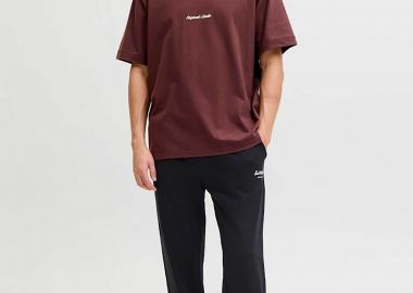 JACK & JONES ανδρικό παντελόνι φόρμας με λογότυπο Regular Fit - 12288641 Μαύρο - JACK & JONES - 