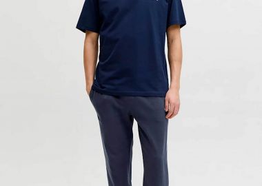 JACK & JONES ανδρικό παντελόνι φόρμας με λογότυπο Regular Fit - 12288641 Μπλε Σκούρο - JACK & JONES - 