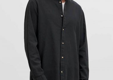 JACK & JONES ανδρικό πουκάμισο μάο Regular Fit - 12289184 Μαύρο - JACK & JONES - 
