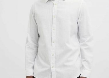 JACK & JONES ανδρικό πουκάμισο με ριγέ σχέδιο Relaxed Fit - 12269315 Λευκό - JACK & JONES - 